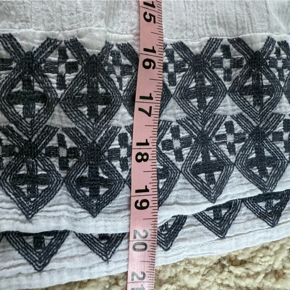 Old Navy White Linen‎ Blend Skirt Size XL Embroidered Boho Coastal Beachy